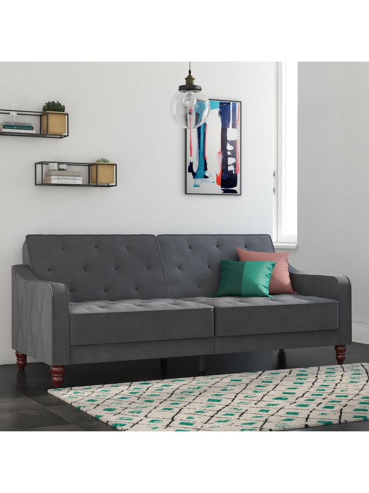 Novogratz Grey Vintage Tufted Futon - Image 1 of 6