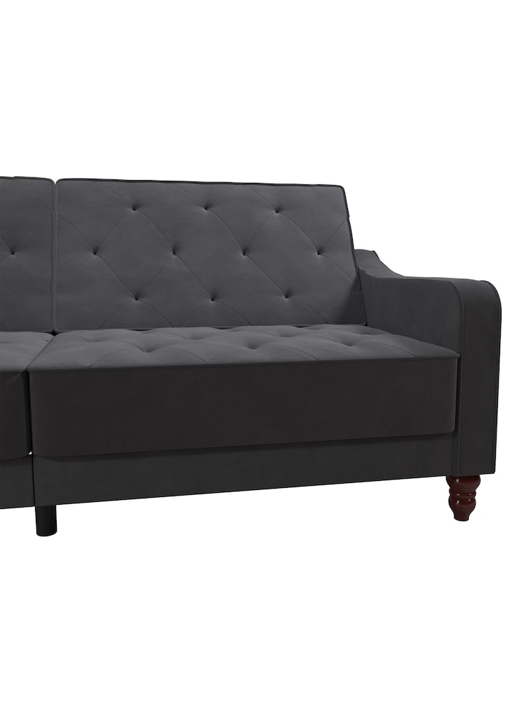 Novogratz Grey Vintage Tufted Futon - Image 6 of 6