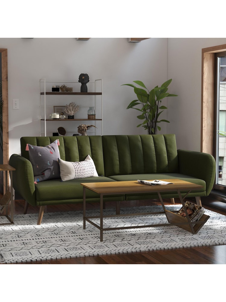 Novogratz Green Brittany Linen Sofa Bed - Image 1 of 6