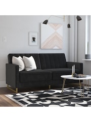 Novogratz Black Skylar Velvet Sofa Bed - Image 1 of 6