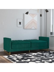 Novogratz Green Skylar Velvet Sofa Bed - Image 2 of 6