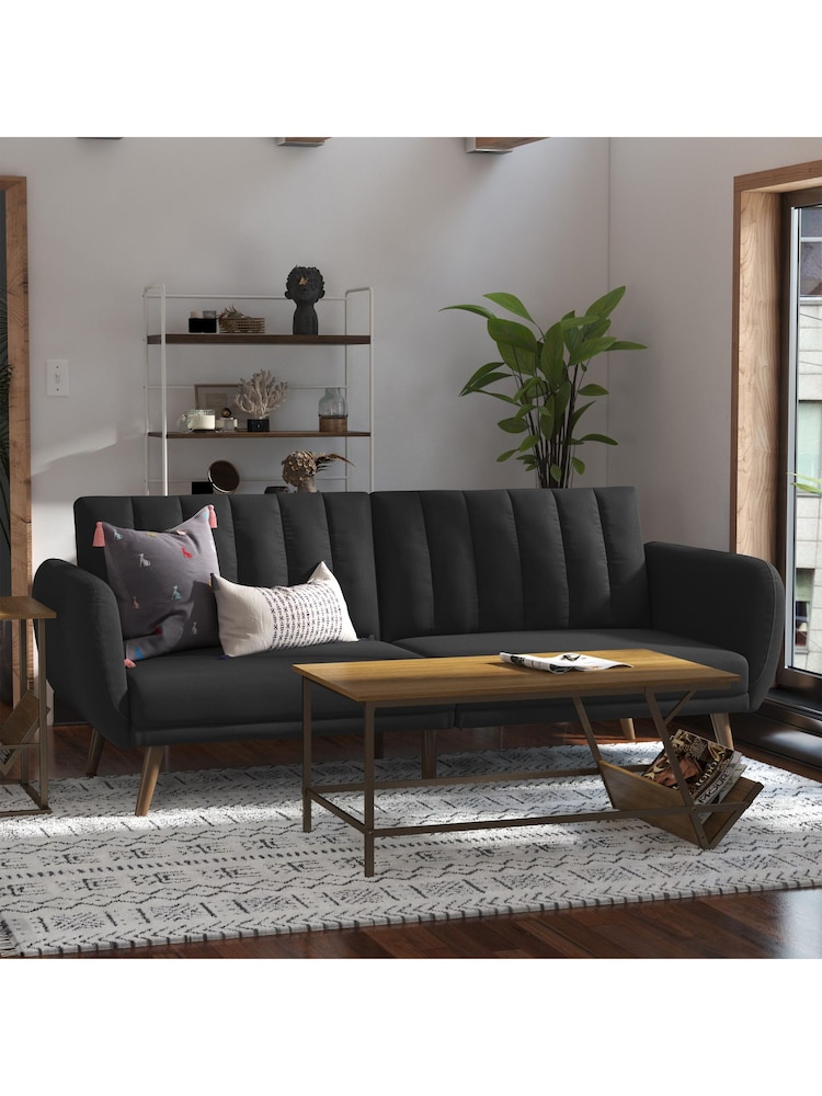 Novogratz Grey Brittany Linen Sofa Bed - Image 1 of 5
