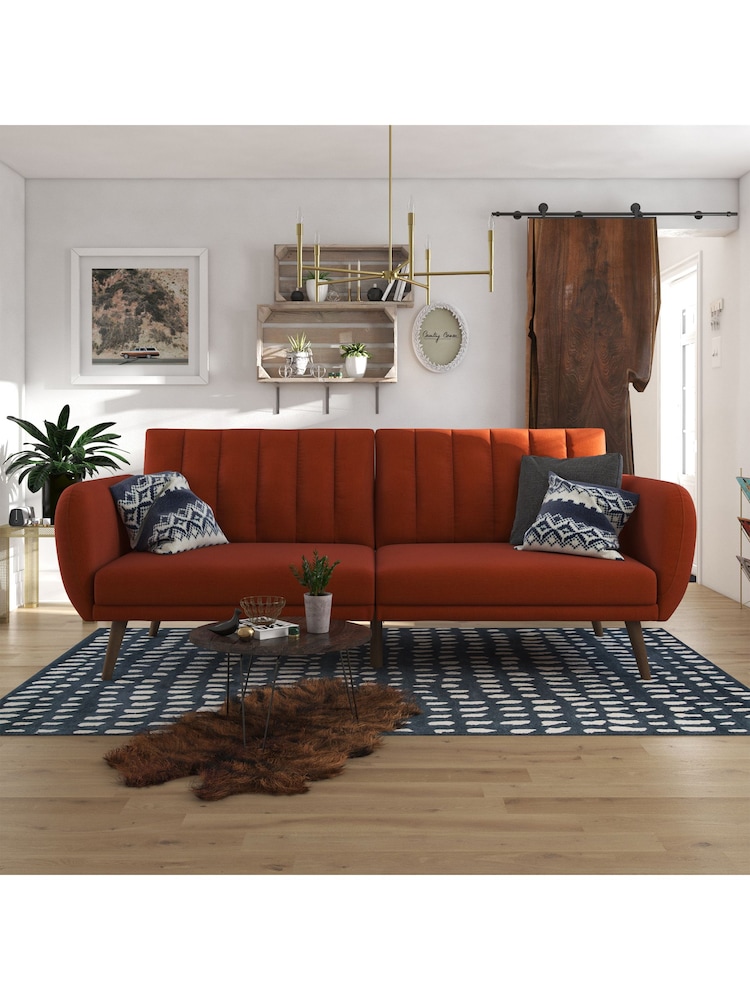 Novogratz Orange Brittany Linen Sofa Bed - Image 2 of 6