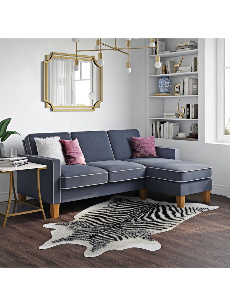 Novogratz Blue Bowen Sectional Sofa - Image 1 of 5 Novogratz Blue Bowen Sectional Sofa - Image 1 of 5