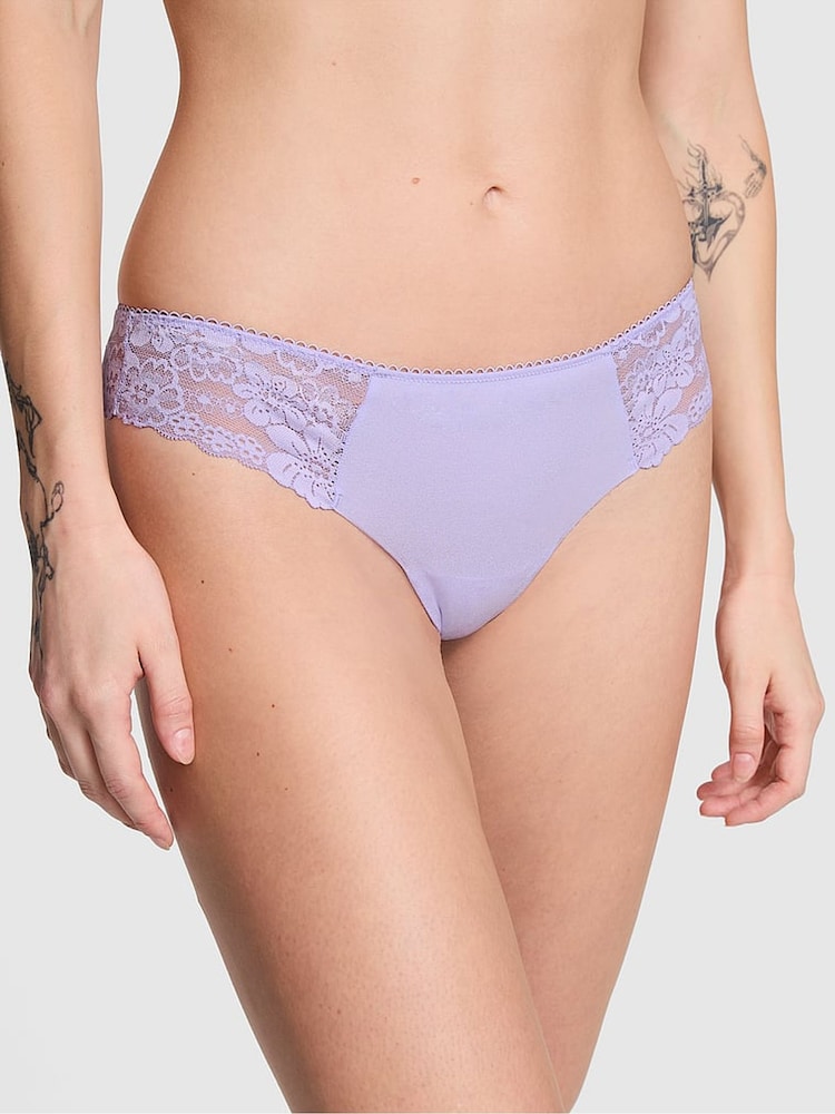Victoria's Secret PINK Purple Cloud Lace Thong Knickers - Image 1 of 3