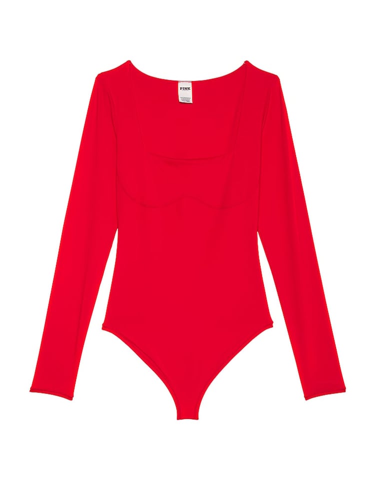 Victoria's Secret PINK Red Pepper Square Neck Soft Stretch Bodysuit - Image 3 of 3