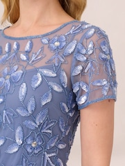 Adrianna Papell Bead Long Dress With Godets - Image 5 of 6