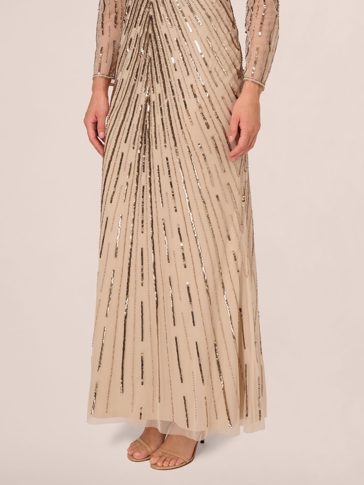 Adrianna Papell Rochie Lunga cu margele naturale - Image 5 of 7