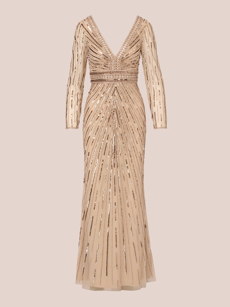 Adrianna Papell Rochie Lunga cu margele naturale - Image 6 of 7