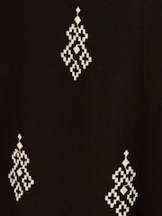 Adrianna Papell All-Over 100% Cotton Embroidered Wide Leg Black Trousers With Back Pockets - Image 3 of 7