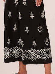 Adrianna Papell All-Over 100% Cotton Embroidered Wide Leg Black Trousers With Back Pockets - Image 5 of 7