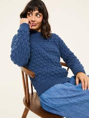 FatFace Navy Bea Bobble Knitted Jumper - Image 1 of 6