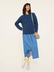 FatFace Navy Bea Bobble Knitted Jumper - Image 3 of 6
