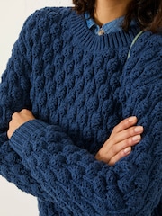 FatFace Navy Bea Bobble Knitted Jumper - Image 5 of 6