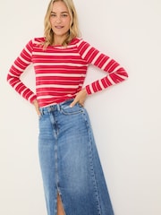 FatFace Breton Pink T-Shirt - Image 1 of 8