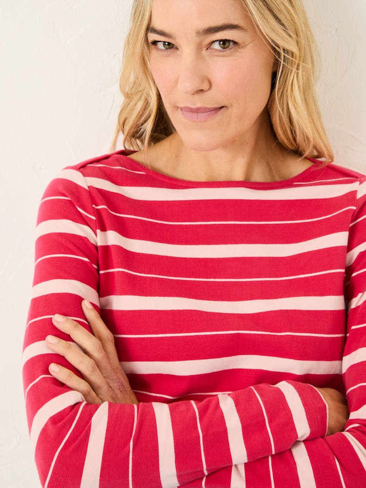 FatFace Breton Pink T-Shirt - Image 3 of 8