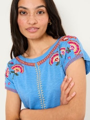 FatFace Ivy Bright Blue Embroidered T-Shirt - Image 5 of 6