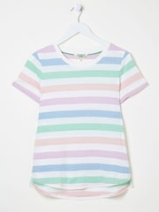 FatFace Natalie Natural Short Sleeve Stripe T Shirt - Image 5 of 5