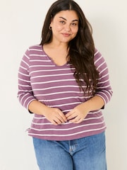 FatFace Porter Dusky Purple Stripe 100% Cotton T-Shirt - Image 4 of 9