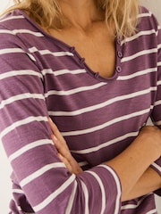FatFace Porter Dusky Purple Stripe 100% Cotton T-Shirt - Image 5 of 9