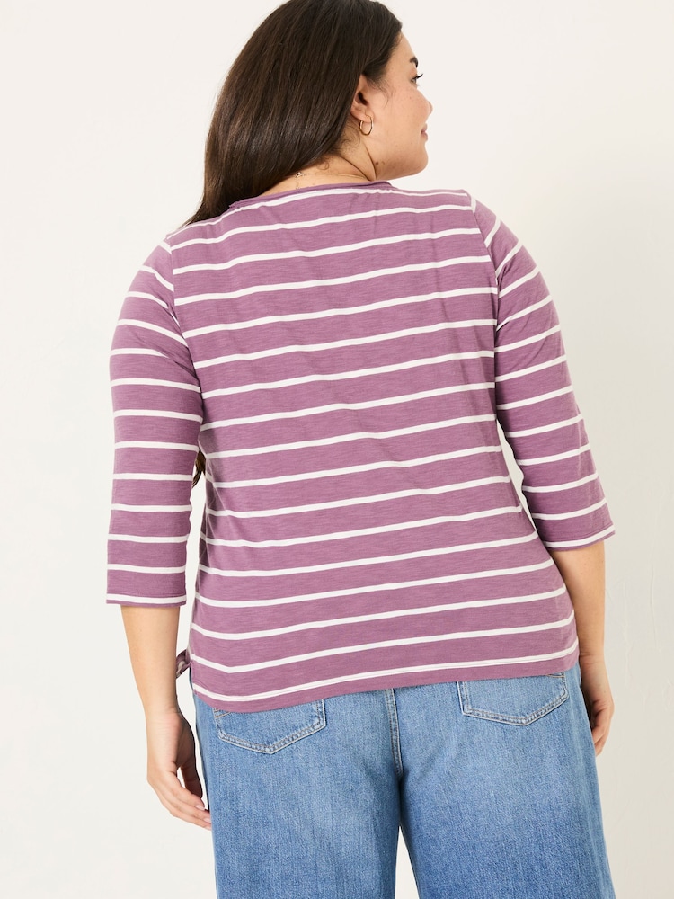 FatFace Porter Dusky Purple Stripe 100% Cotton T-Shirt - Image 6 of 9