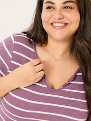 FatFace Porter Dusky Purple Stripe 100% Cotton T-Shirt - Image 9 of 9