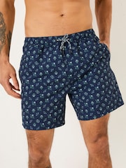 FatFace Trevose Blue Geo Swim Shorts - Image 7 of 8