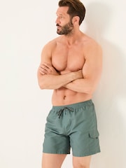 FatFace Trevose Khaki Green Cargo Swim Shorts - Image 1 of 4