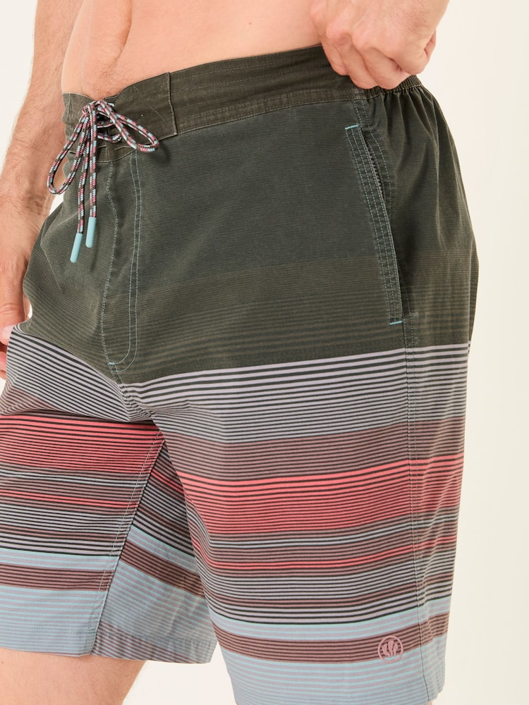 FatFace Camber Pink Blue Stripe Swim Shorts - Image 1 of 5