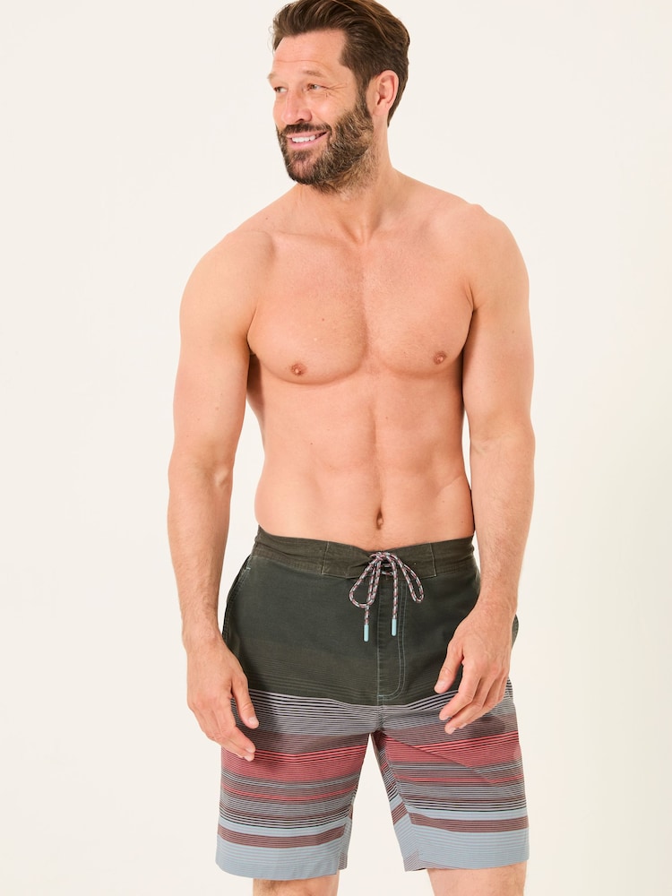 FatFace Camber Pink Blue Stripe Swim Shorts - Image 2 of 5