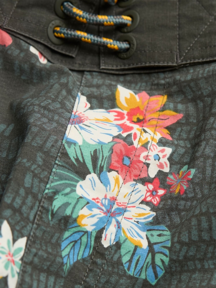 FatFace Camber Washed Black Hibiscus Swim Shorts - Image 6 of 6