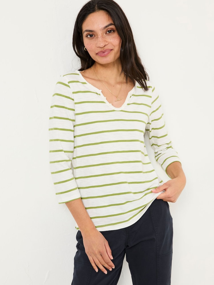 FatFace Porter Green Stripe 100% Cotton T-Shirt - Image 1 of 5