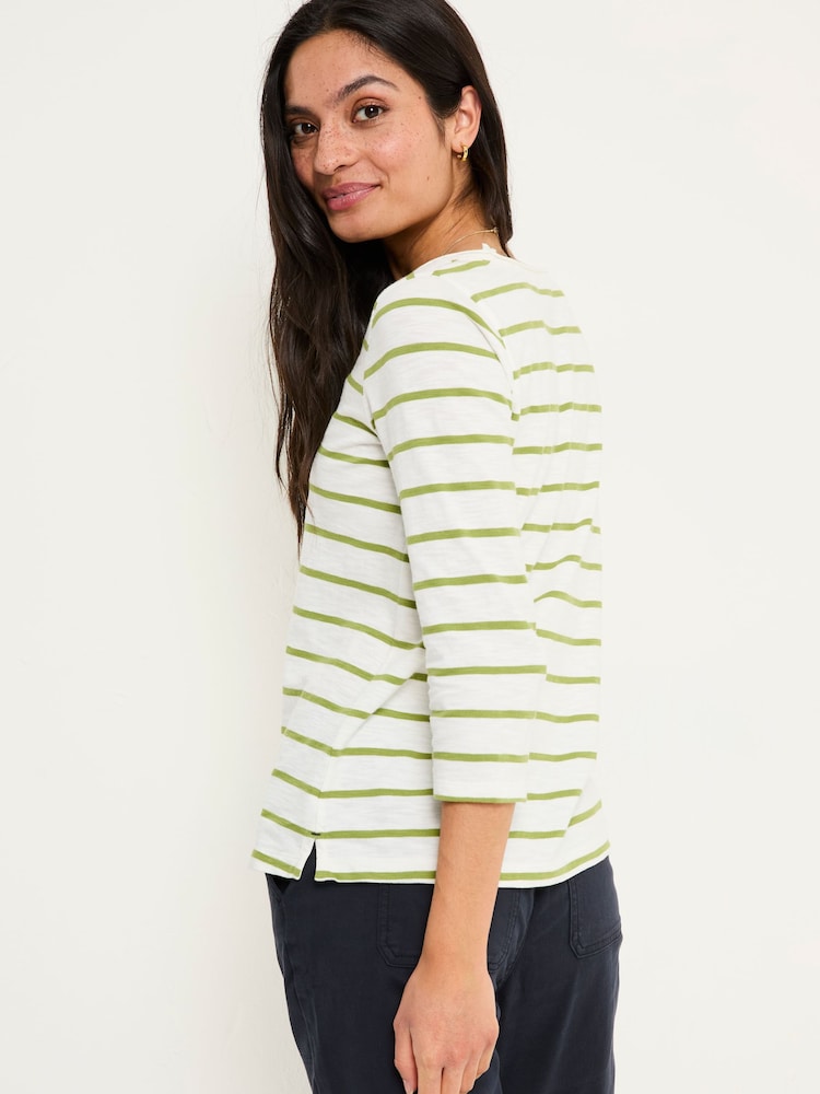 FatFace Porter Green Stripe 100% Cotton T-Shirt - Image 2 of 5