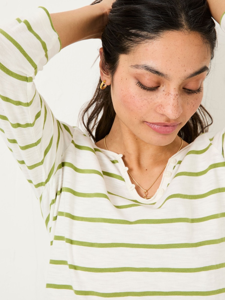 FatFace Porter Green Stripe 100% Cotton T-Shirt - Image 4 of 5
