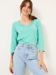 FatFace Porter Light Teal Green 100% Cotton T-Shirt - Image 1 of 5