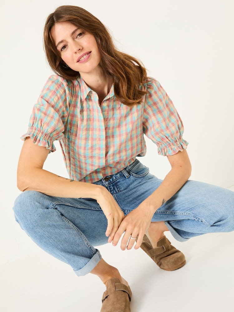 FatFace Multi Kat 100% Cotton Embroidered Shirt - Image 4 of 7