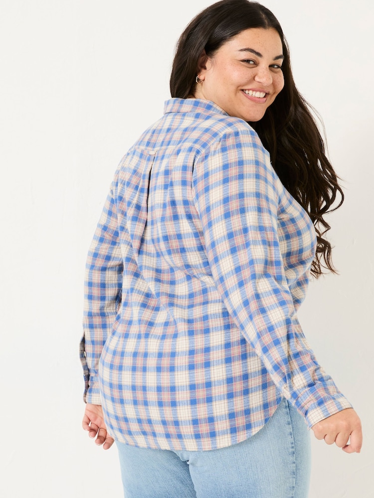 FatFace Olivia Blue Check 100% Cotton Long Sleeve Shirt - Image 6 of 9