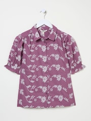 أرجواني شاحب - FatFace Kat 100% Cotton Embroidered Shirt - صورة 11 من 12