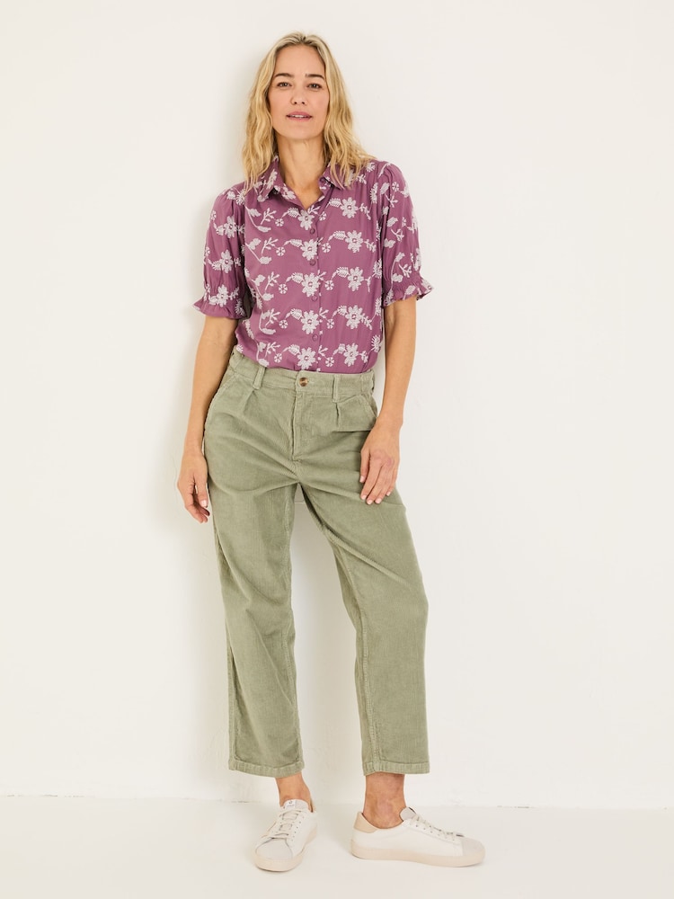 FatFace Dusky Purple Kat 100% Cotton Embroidered Shirt - Image 4 of 12