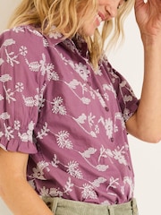 أرجواني شاحب - FatFace Kat 100% Cotton Embroidered Shirt - صورة 6 من 12