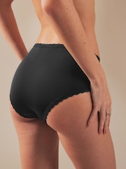 Black Midi Microfibre and Lace Trim Knickers 7 Pack - Image 2 of 5