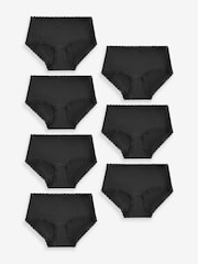 Black Midi Microfibre and Lace Trim Knickers 7 Pack - Image 4 of 5