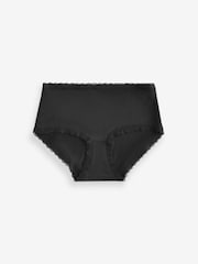 Black Midi Microfibre and Lace Trim Knickers 7 Pack - Image 5 of 5