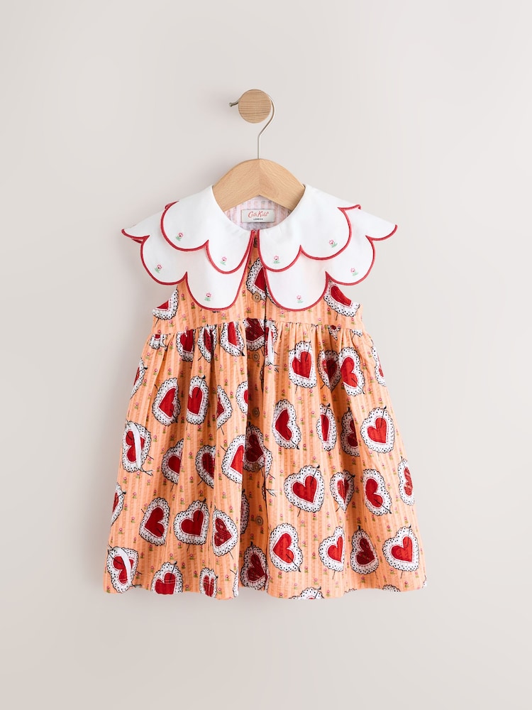 Pink Cath Kidston Sleeveless Heart 100% Cotton Dress (3mths-7yrs) - Image 1 of 8 Pink Cath Kidston Sleeveless Heart 100% Cotton Dress (3mths-7yrs) - Image 1 of 8