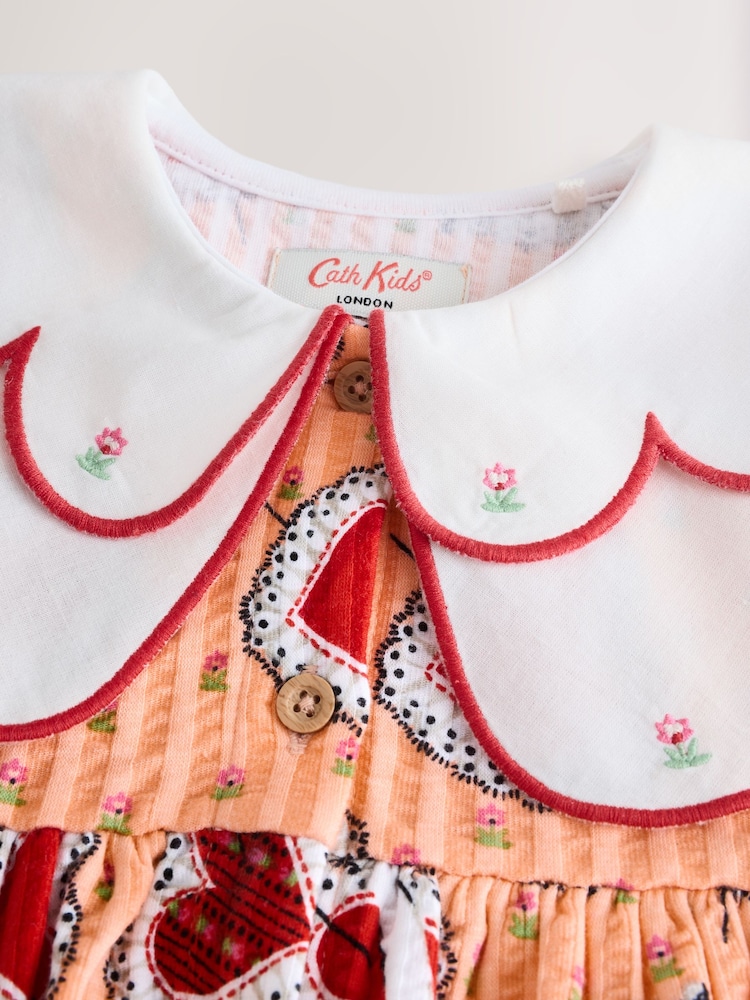 Pink Cath Kidston Sleeveless Heart 100% Cotton Dress (3mths-7yrs) - Image 2 of 3
