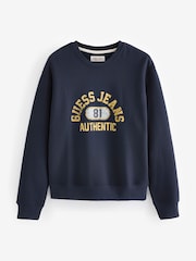 GUESS Jeans Navy Varsity Logo Sweatshirt - Image 1 of 1