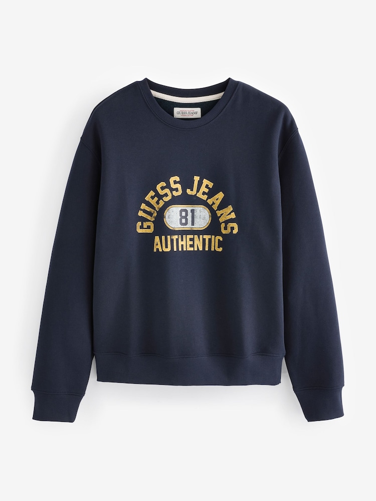 GUESS Jeans Navy Varsity Logo Sweatshirt - Image 1 of 1