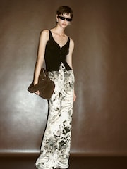 Mango Cream Fluid Animal Print Trousers - Image 1 of 6