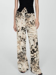 Mango Cream Fluid Animal Print Trousers - Image 2 of 6