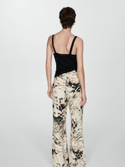Mango Cream Fluid Animal Print Trousers - Image 3 of 6